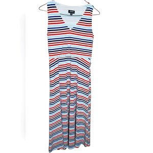 Jones New York Stripe V Neck Sundress